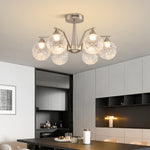 Sputnik Semi Flush Ceiling Light in Sand Nickel with Glass Shades
