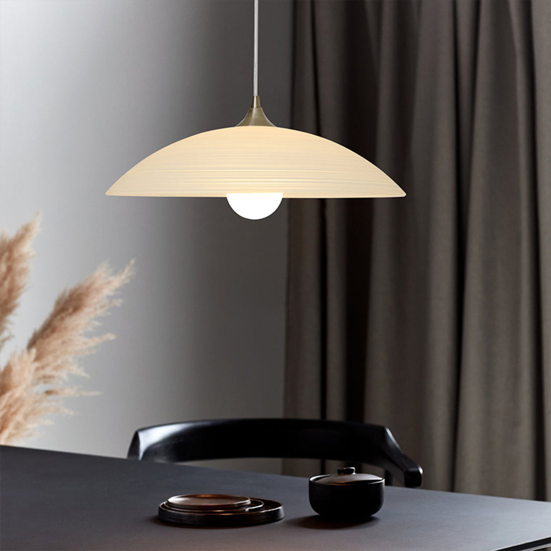 Ripple Glass Pendant Light in Matte White Iron Frame