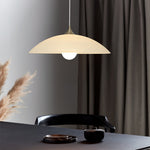 Ripple Glass Pendant Light in Matte White Iron Frame