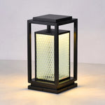 Industrial Outdoor Glass Lantern Bollard Light, Weatherproof Black Square Lawn Lamp