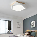 Nordic Geometric Wooden Flush Mount Ceiling Light with Acrylic Shade