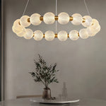 Aurelia Round Glass LED Chandelier for Modern Kitchen Island
