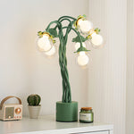 Verdant French Floral Table Lamp with Seven Hand-Bent Iron Branches