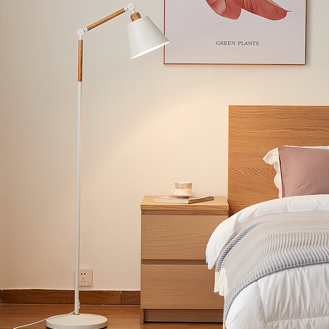 Modern Metallic Floor Lamp with Adjustable Arm for Living Room