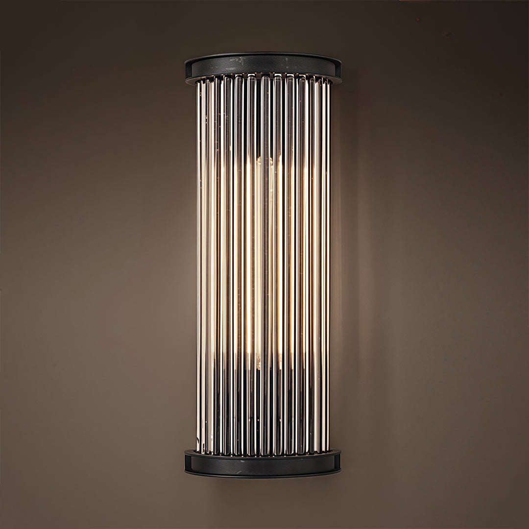 Aurelia Semi-Circular Glass Rod Wall Sconce in Matte Black