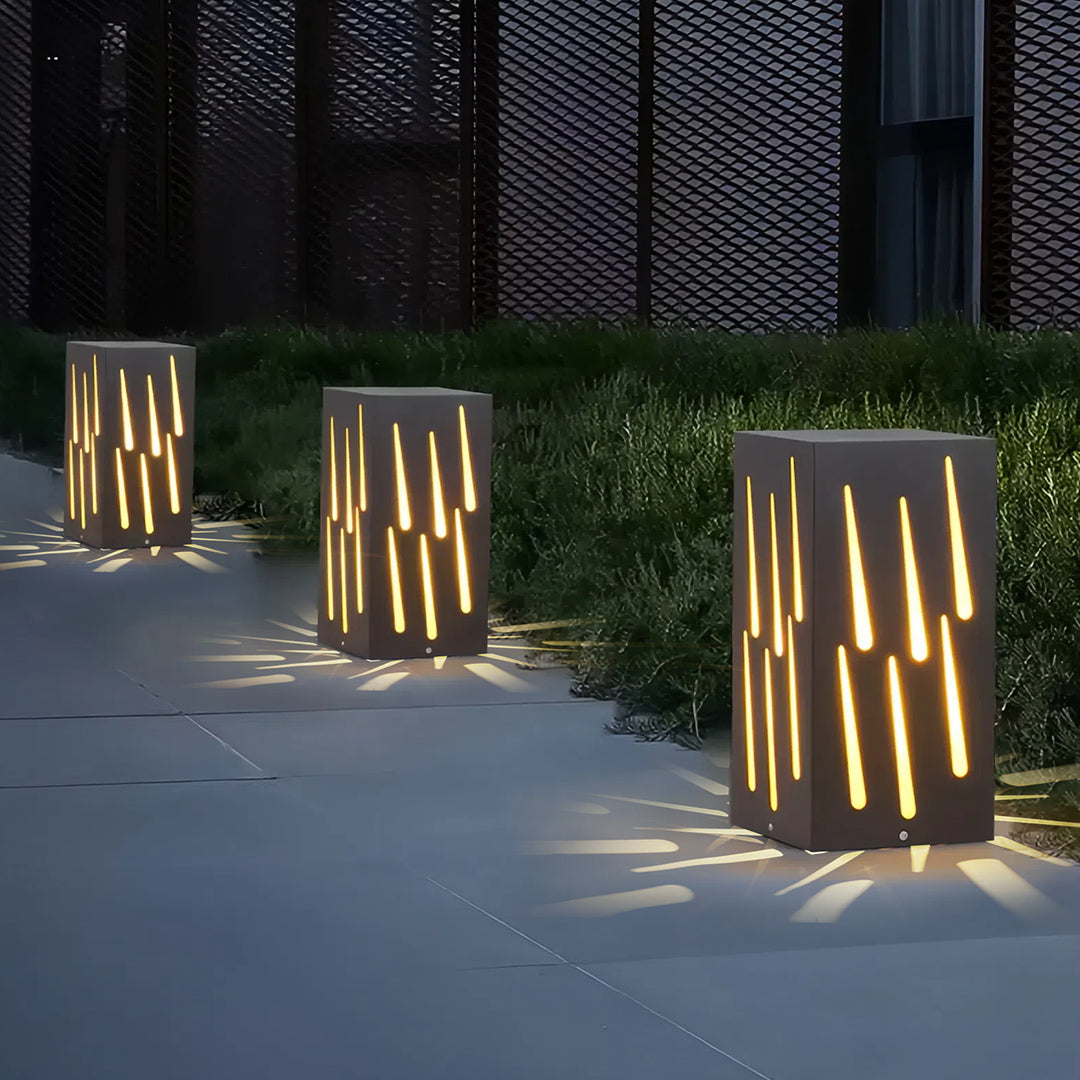 Modern Perforated Bollard Light for Outdoor Landscape Illumination