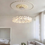 French Crystal Flower Chandelier for Dining Room, Modern LED Pendant Light