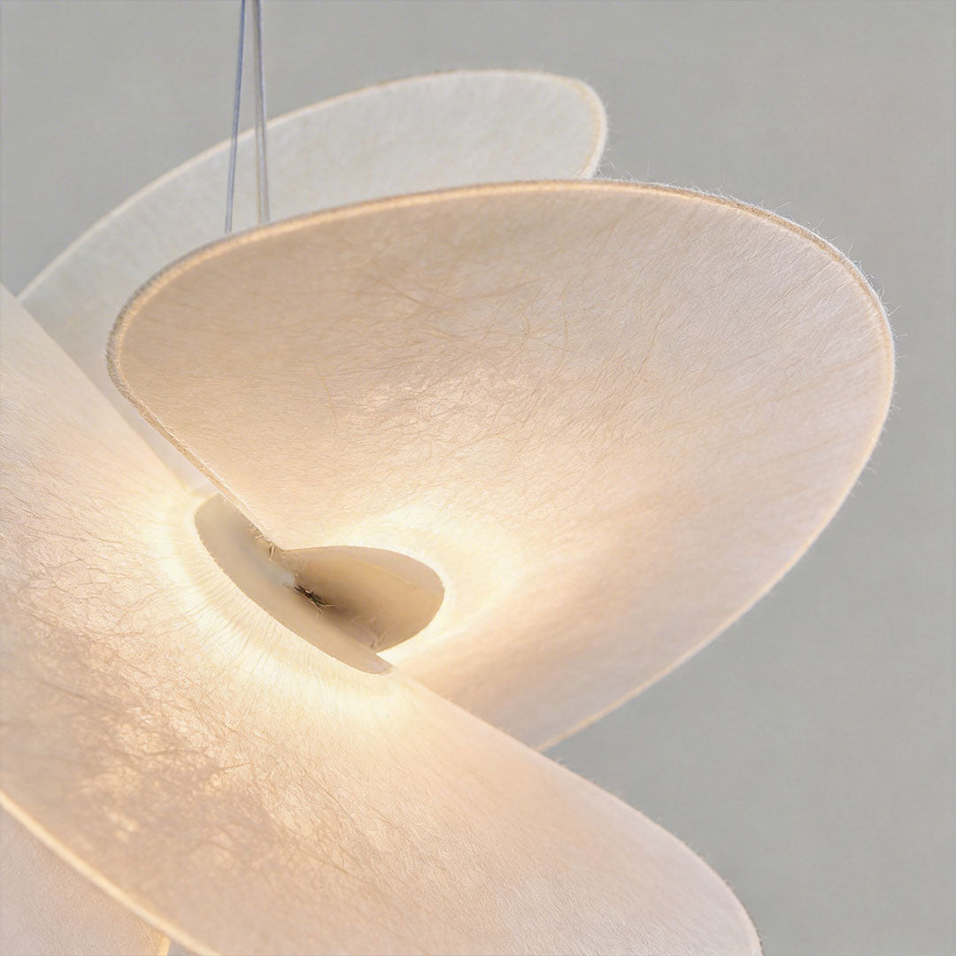 Nordic White Silk Pendant Light with Adjustable Drop