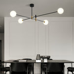 Nordic Branch Chandelier in Black and Gold Iron with Glass Shades