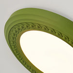 French Retro Flush Mount Ceiling Light with Carved Resin and Acrylic Shade