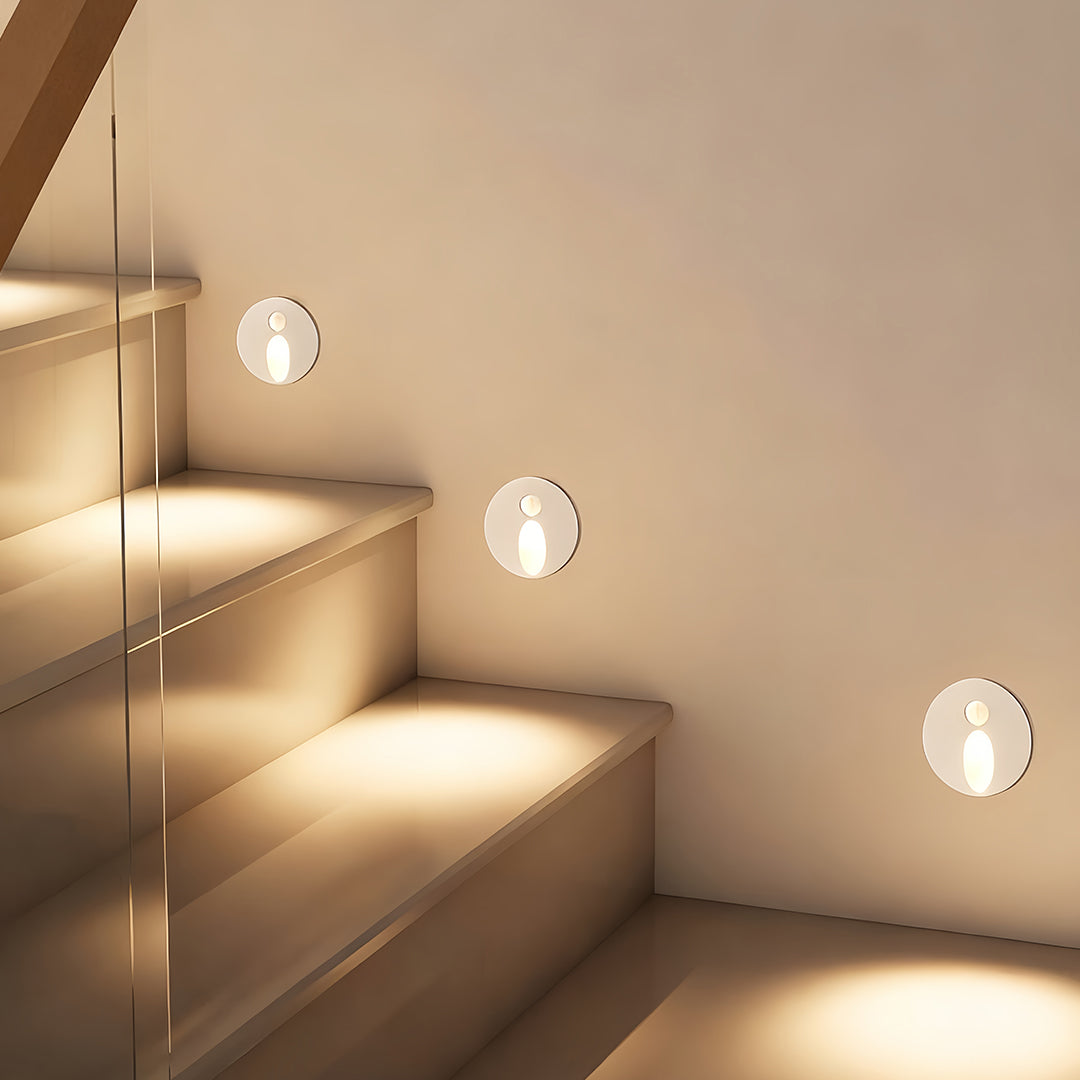 Round Flush Mount LED Step Light with Motion Sensor for Modern Staircases