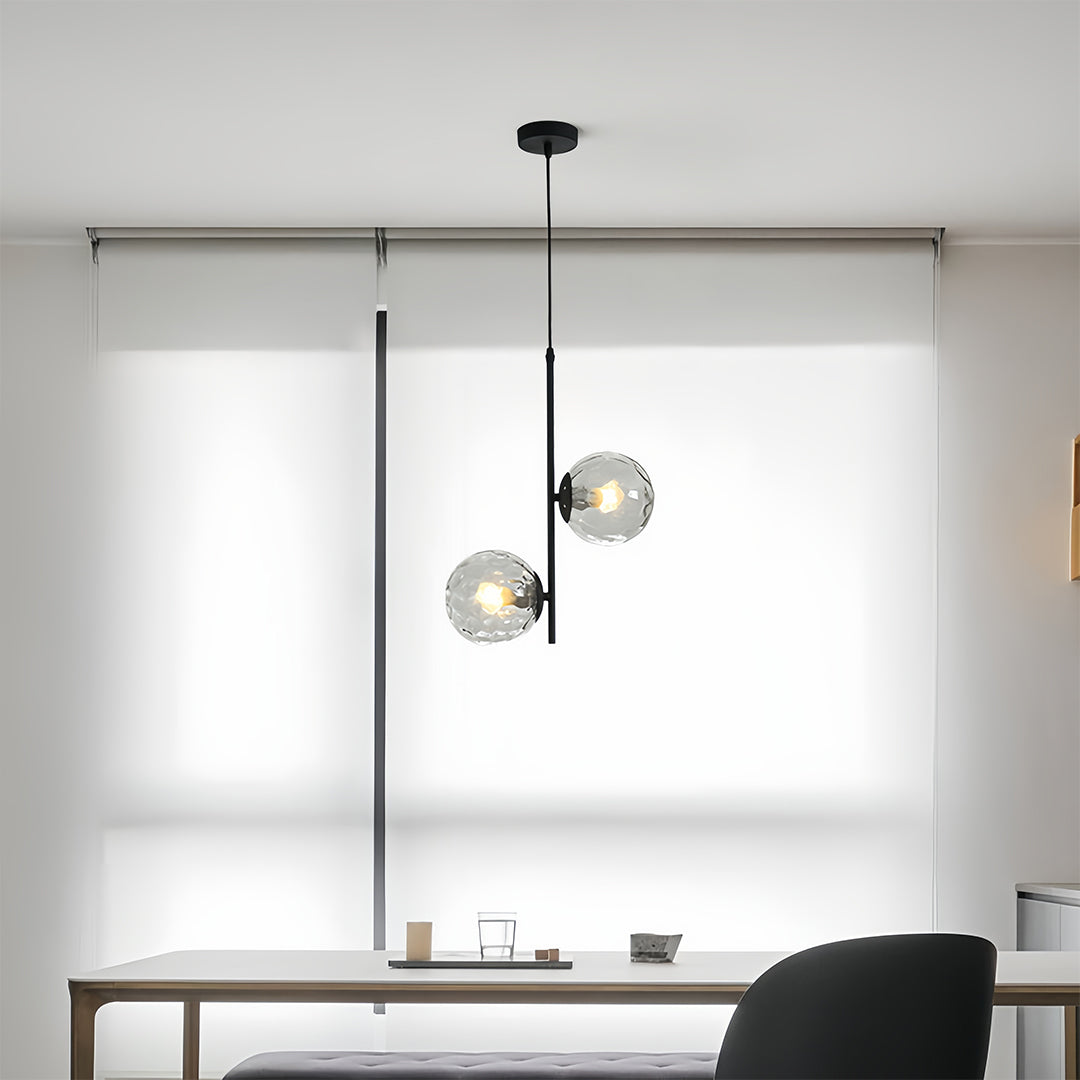 Modern Double Globe Glass Pendant Light with Adjustable Cord