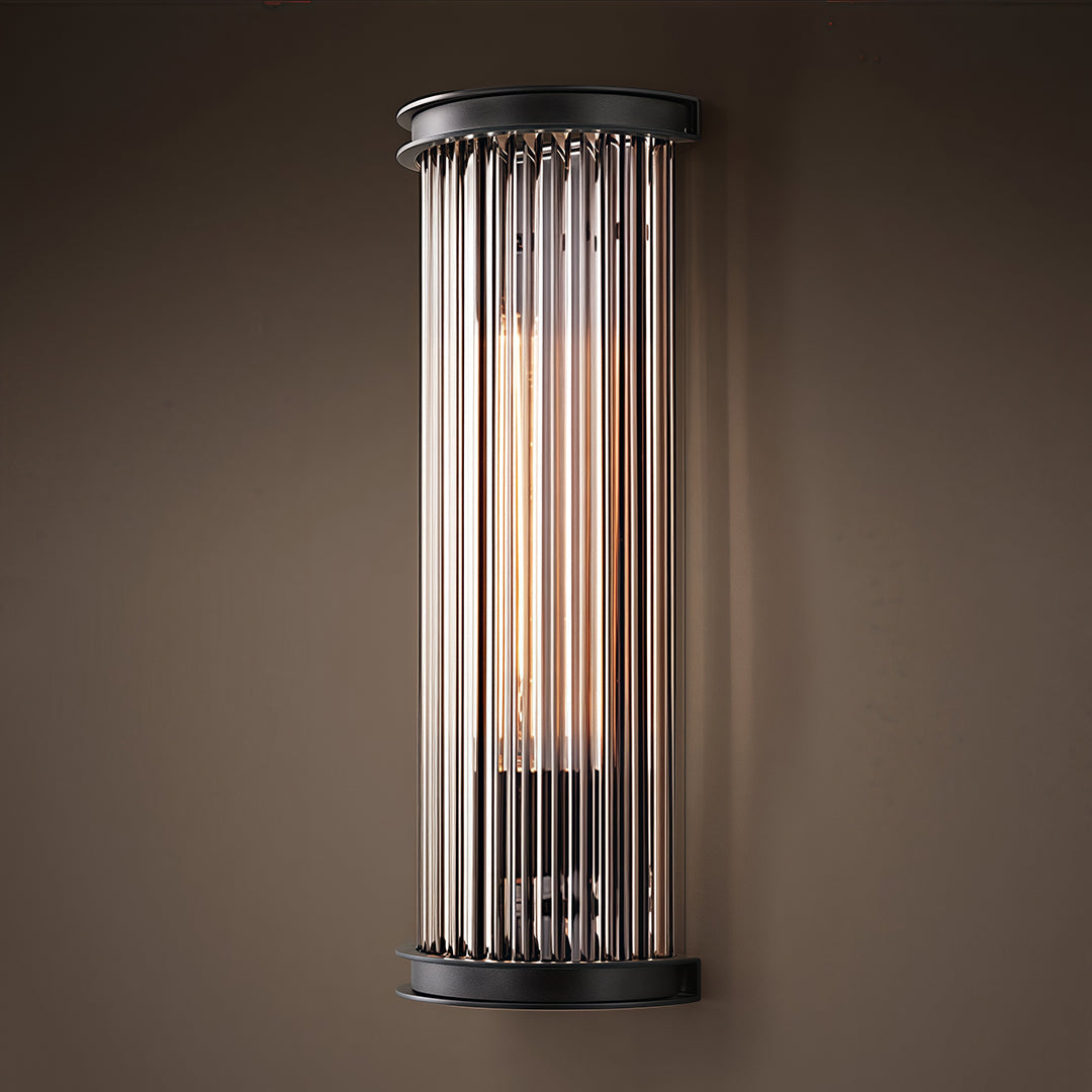 Aurelia Semi-Circular Glass Rod Wall Sconce in Matte Black