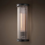 Aurelia Semi-Circular Glass Rod Wall Sconce in Matte Black