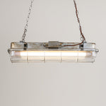 Linear Industrial Pendant Light with Glass Shade, Adjustable Chain