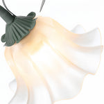 French Country Green Iron Flower Floor Lamp with Clear Glass Shades