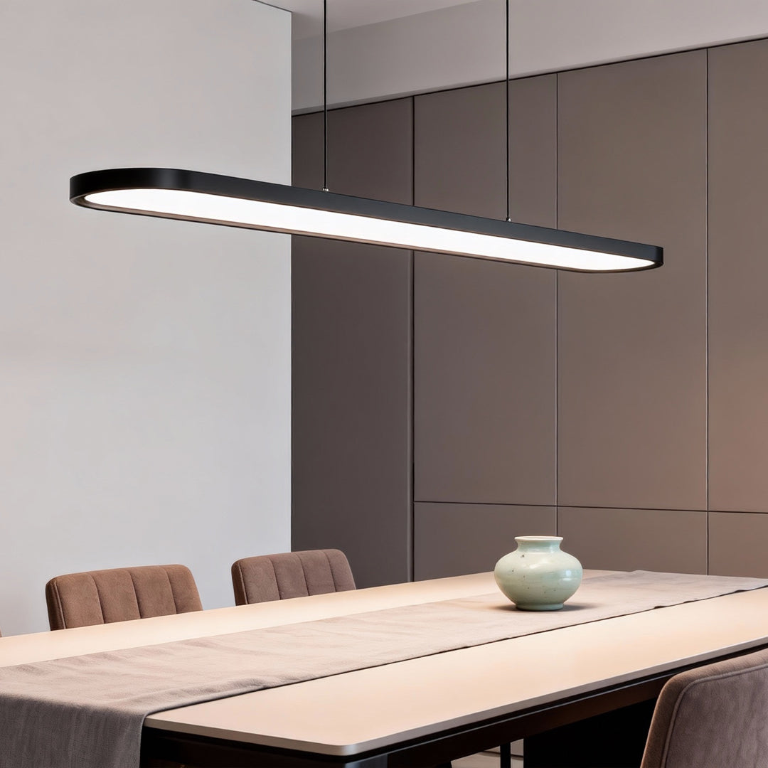 Modern Oval LED Pendant Light in Black, White, or Coffee