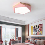 Nordic Geometric Wooden Flush Mount Ceiling Light with Acrylic Shade