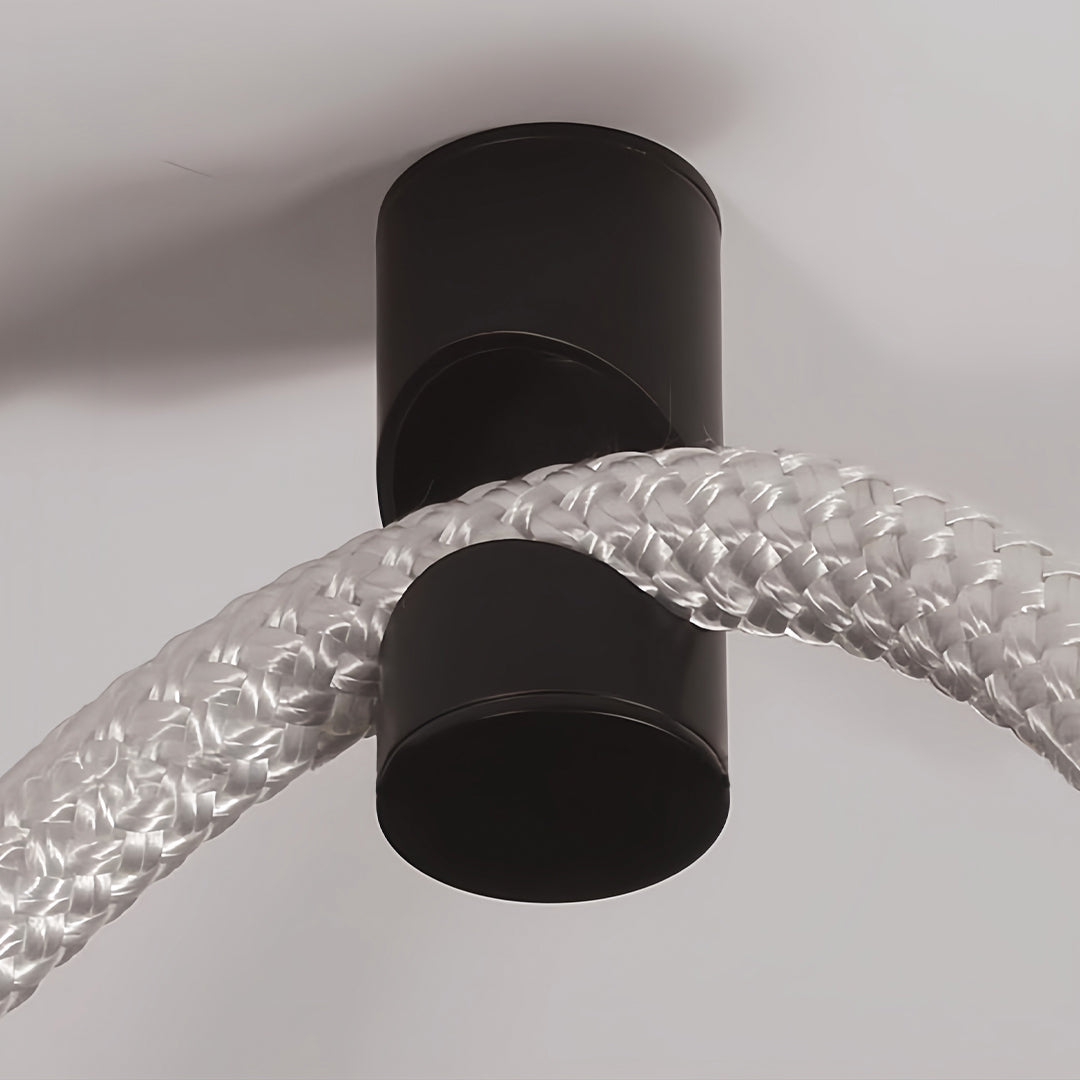 Linear LED Ceiling Light in Black with Woven Fiber Accents