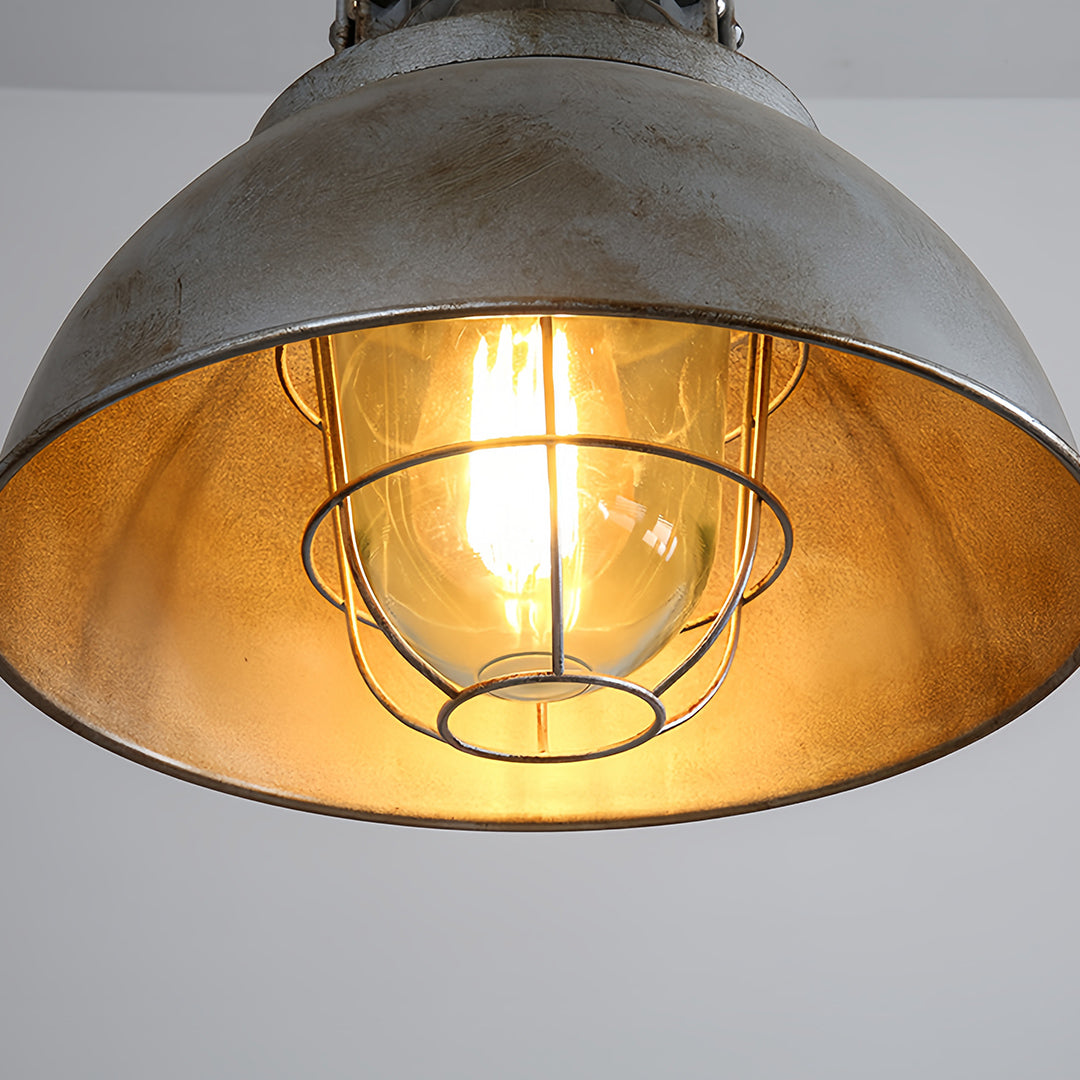 Industrial Glass Pendant Light with Adjustable Chain, Vintage Aluminum Ceiling Lamp
