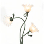 French Country Green Iron Flower Floor Lamp with Clear Glass Shades