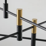 Nordic Branch Chandelier in Black and Gold Iron with Glass Shades
