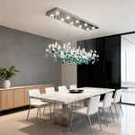 Artisan Beaded Glass Linear Chandelier for Kitchen Island