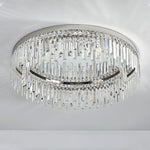 Lumina Crystal Flush Mount Ceiling Light – Modern Round Stainless Steel Fixture
