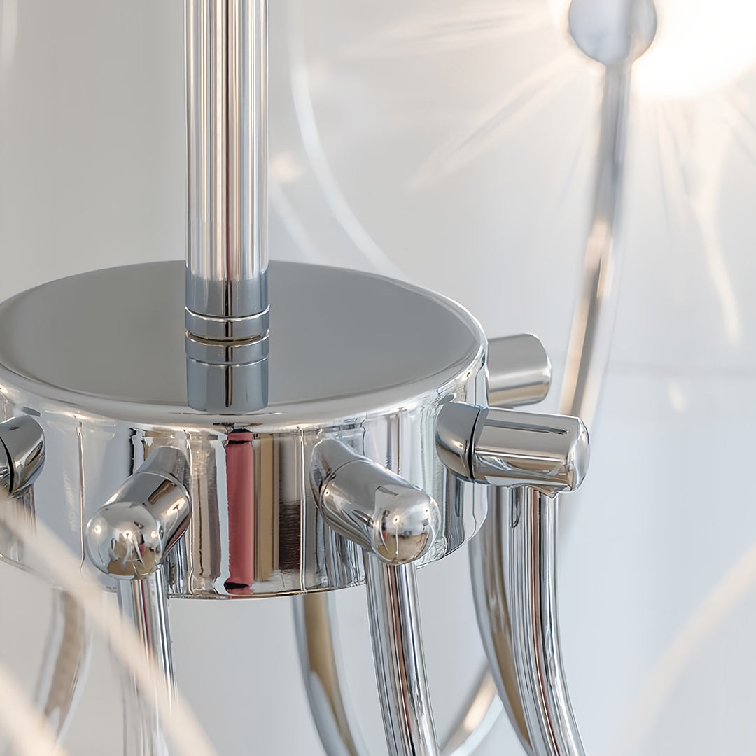 Aurora Acrylic LED Chandelier with Chrome Accents, Modern Multi-Head Pendant Light