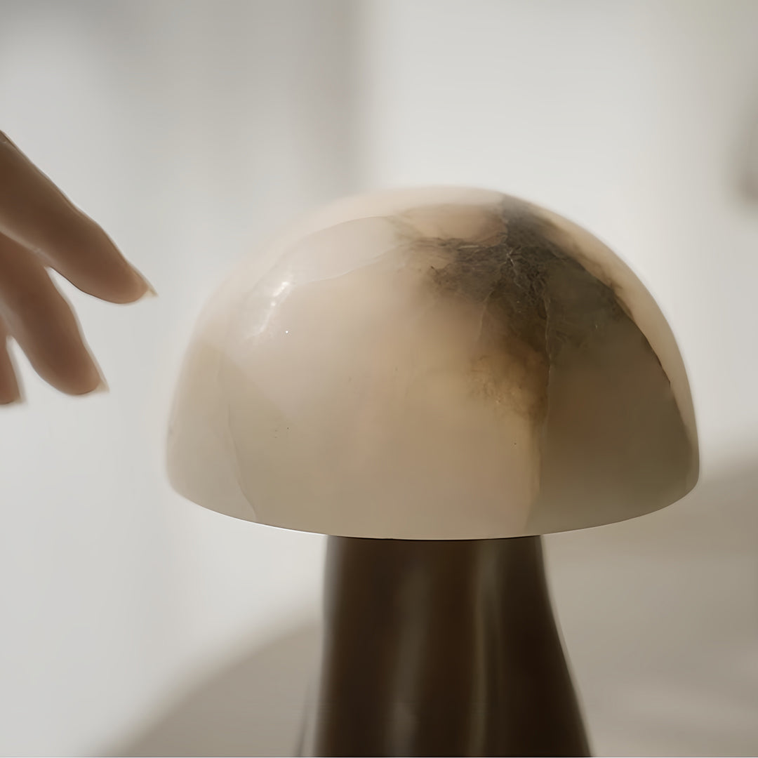 Nordic Mushroom Table Lamp with Glass Shade and LED Tri-Color Light