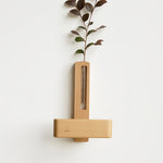 Minimalist Wooden Wall Sconce with Glass Vase and Wireless Magnetic Design