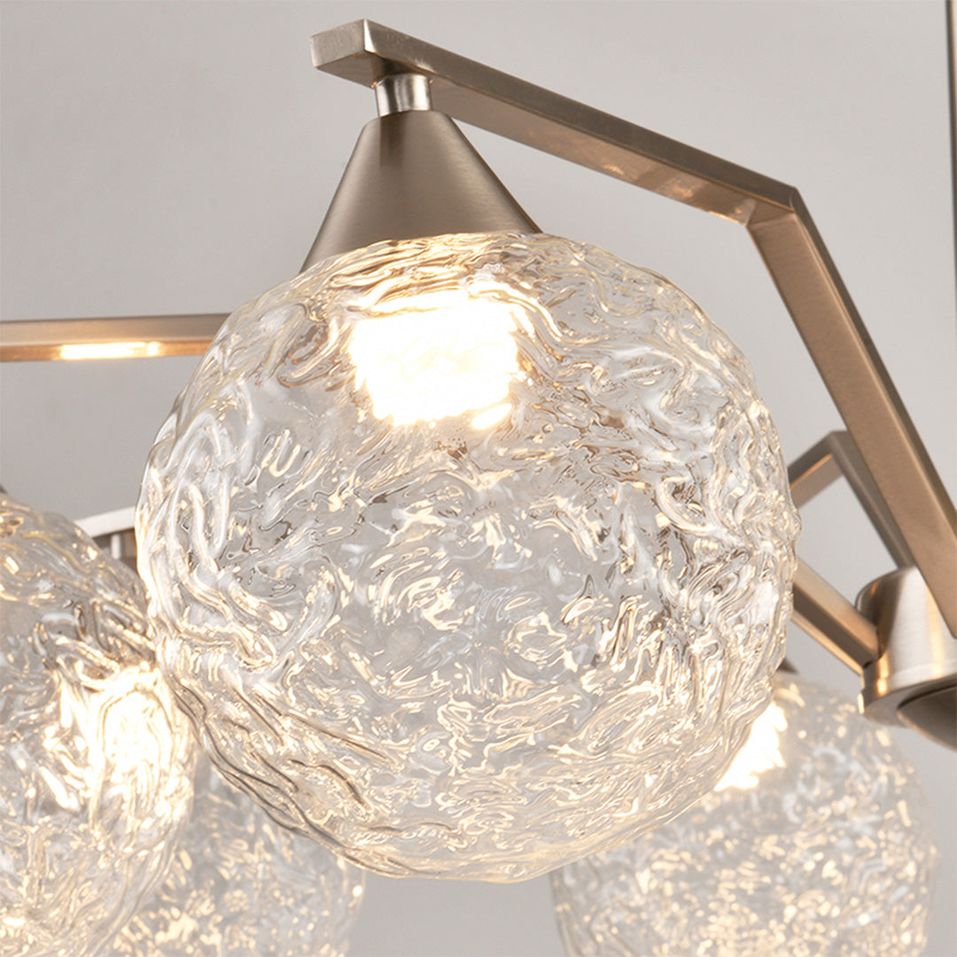 Sputnik Semi Flush Ceiling Light in Sand Nickel with Glass Shades