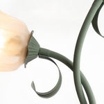French Country Green Iron Flower Floor Lamp with Clear Glass Shades