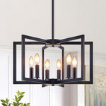 Industrial Candle Chandelier with Adjustable Height, 6 or 8 Lights