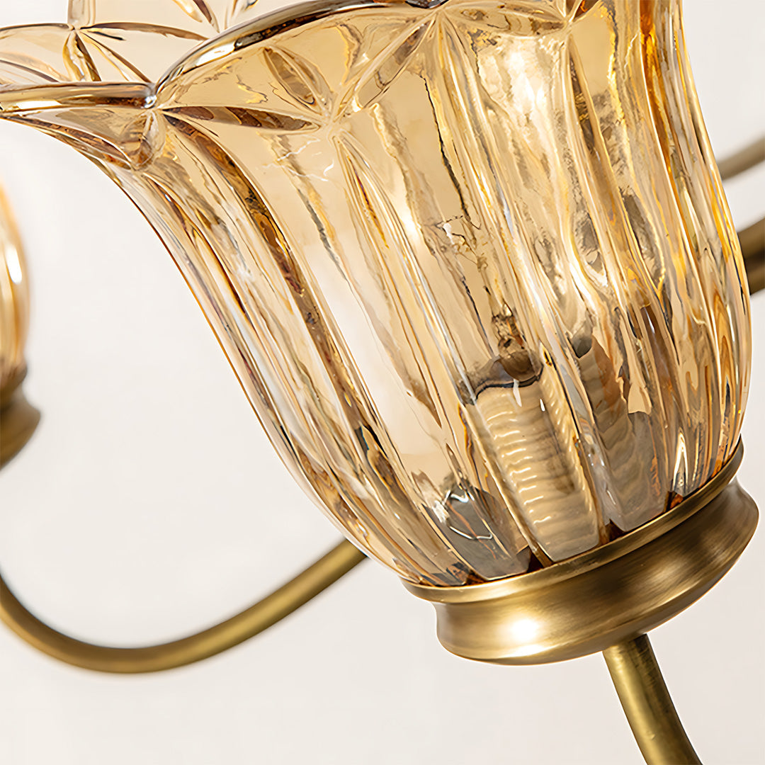 Aurelia Brass and Glass Six-Light Chandelier with Adjustable Chain