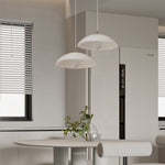 Ripple Glass Pendant Light in Matte White Iron Frame