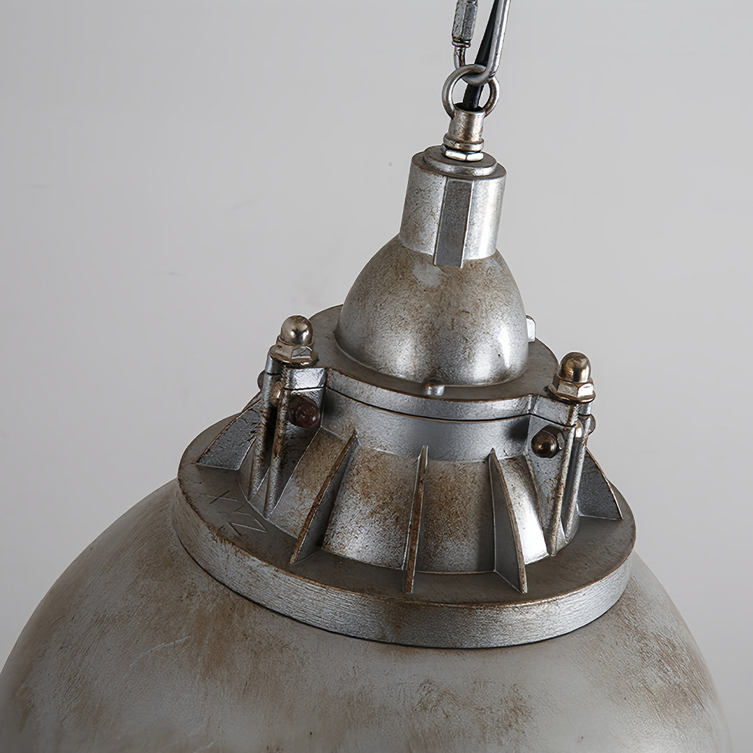 Industrial Glass Pendant Light with Adjustable Chain, Vintage Aluminum Ceiling Lamp