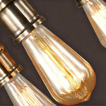 American Vintage Iron and Wood Linear Pendant Light, 10-Light
