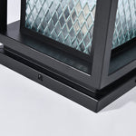 Industrial Outdoor Glass Lantern Bollard Light, Weatherproof Black Square Lawn Lamp