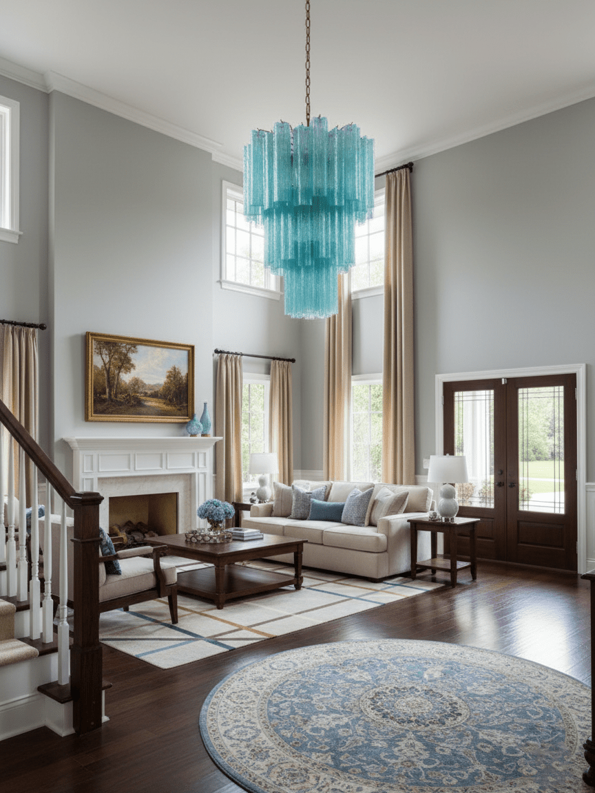 Modern Yellow Glass Tube Chandelier for Dining Room and Living Room