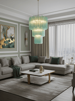 Modern Yellow Glass Tube Chandelier for Dining Room and Living Room