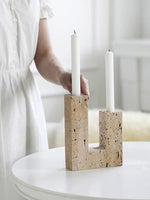 Sculptural Yellow Travertine Candle Holder for Modern Interiors