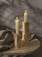 Sculptural Yellow Travertine Candle Holder for Modern Interiors