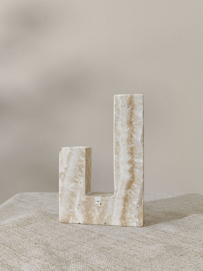 Sculptural Yellow Travertine Candle Holder for Modern Interiors