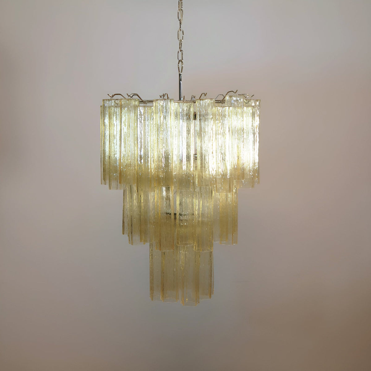 Modern Yellow Glass Tube Chandelier for Dining Room and Living Room