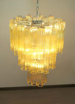 Modern Yellow Glass Tube Chandelier for Dining Room and Living Room
