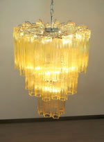 Modern Yellow Glass Tube Chandelier for Dining Room and Living Room