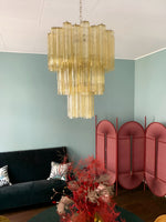 Modern Yellow Glass Tube Chandelier for Dining Room and Living Room