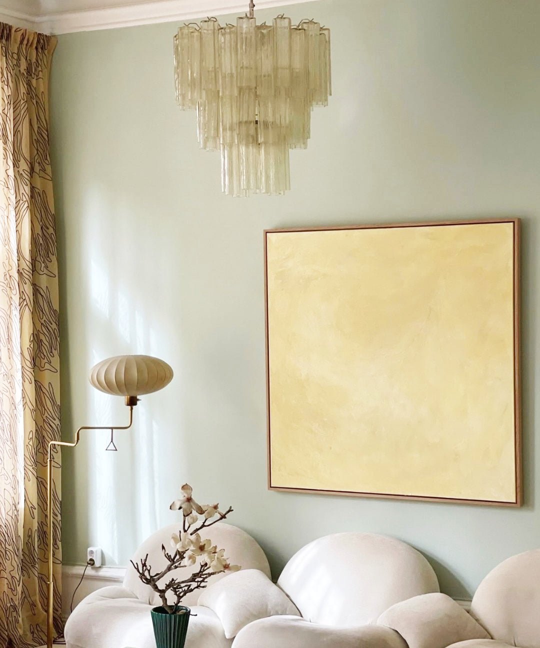 Modern Yellow Glass Tube Chandelier for Dining Room and Living Room