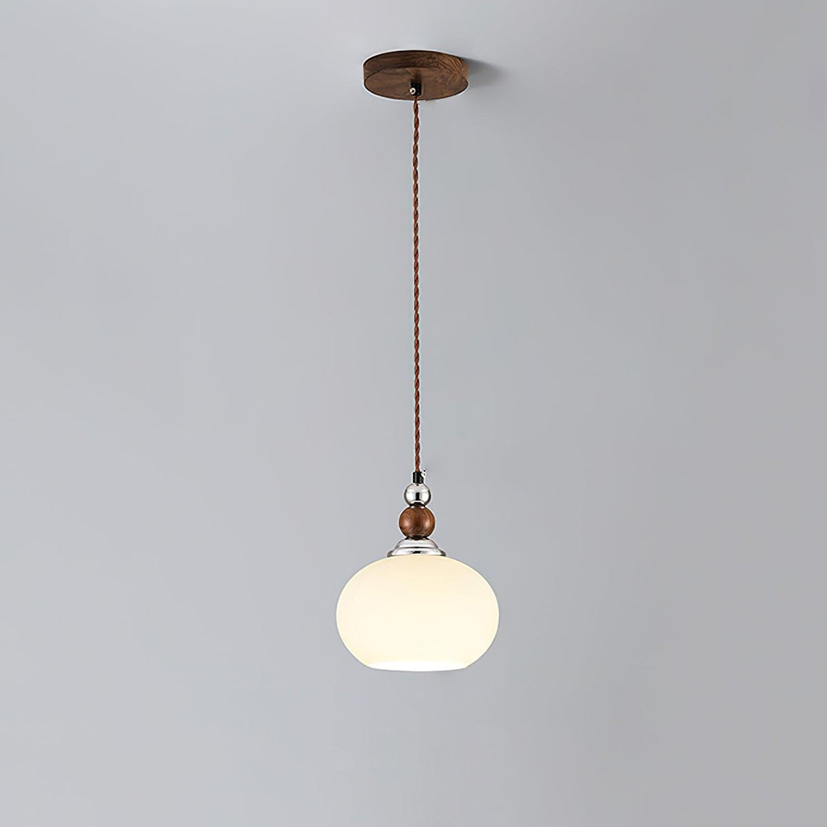 Yisi Po Pendant Light in Black Walnut and Glass, Modern Minimalist Hanging Lamp for Dining and Living Areas